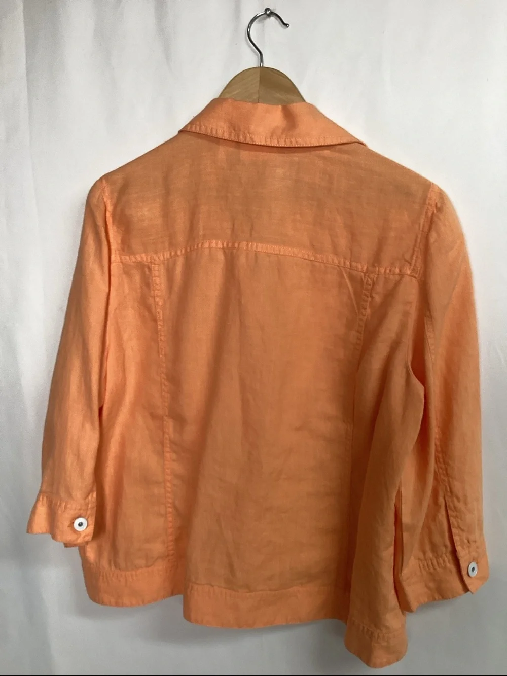 CHICO’S Cantaloupe Linen Trucker Jacket Size 2